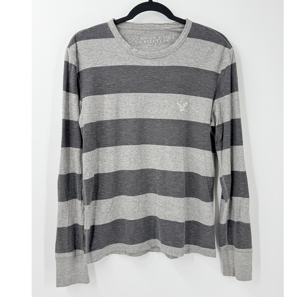 American Eagle Long Sleeve thermal Shirt Mens S Striped Vtg Y2K Preppy Grunge